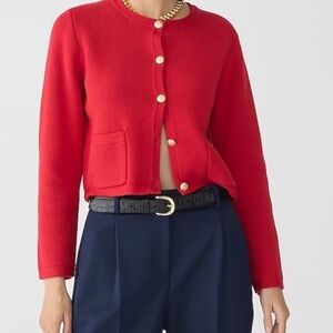 J Crew Emilie sweater lady jacket red medium